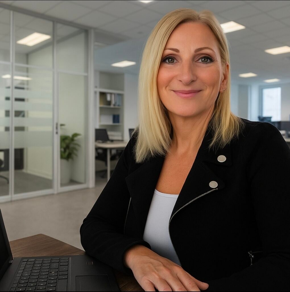 Buchhalterin am Schreibtisch im modernen Büro – professionelle Buchhaltung für Unternehmen in Österreich.